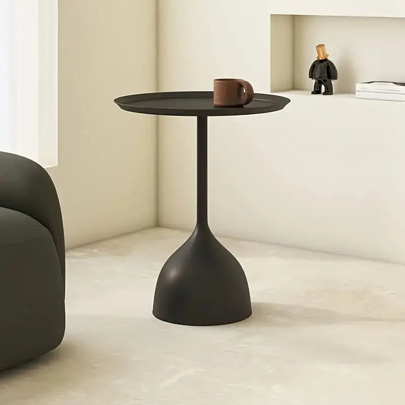 Casual Small Coffee Table for Living Room - Metal Pedestal Base-2