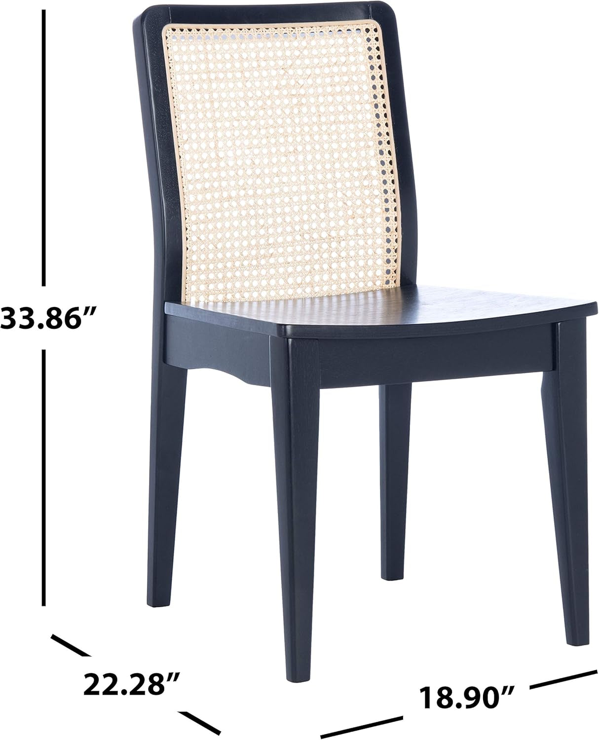 Dining Chairs Set Of 2 Black Natural Rattan Back For Dining Room-2