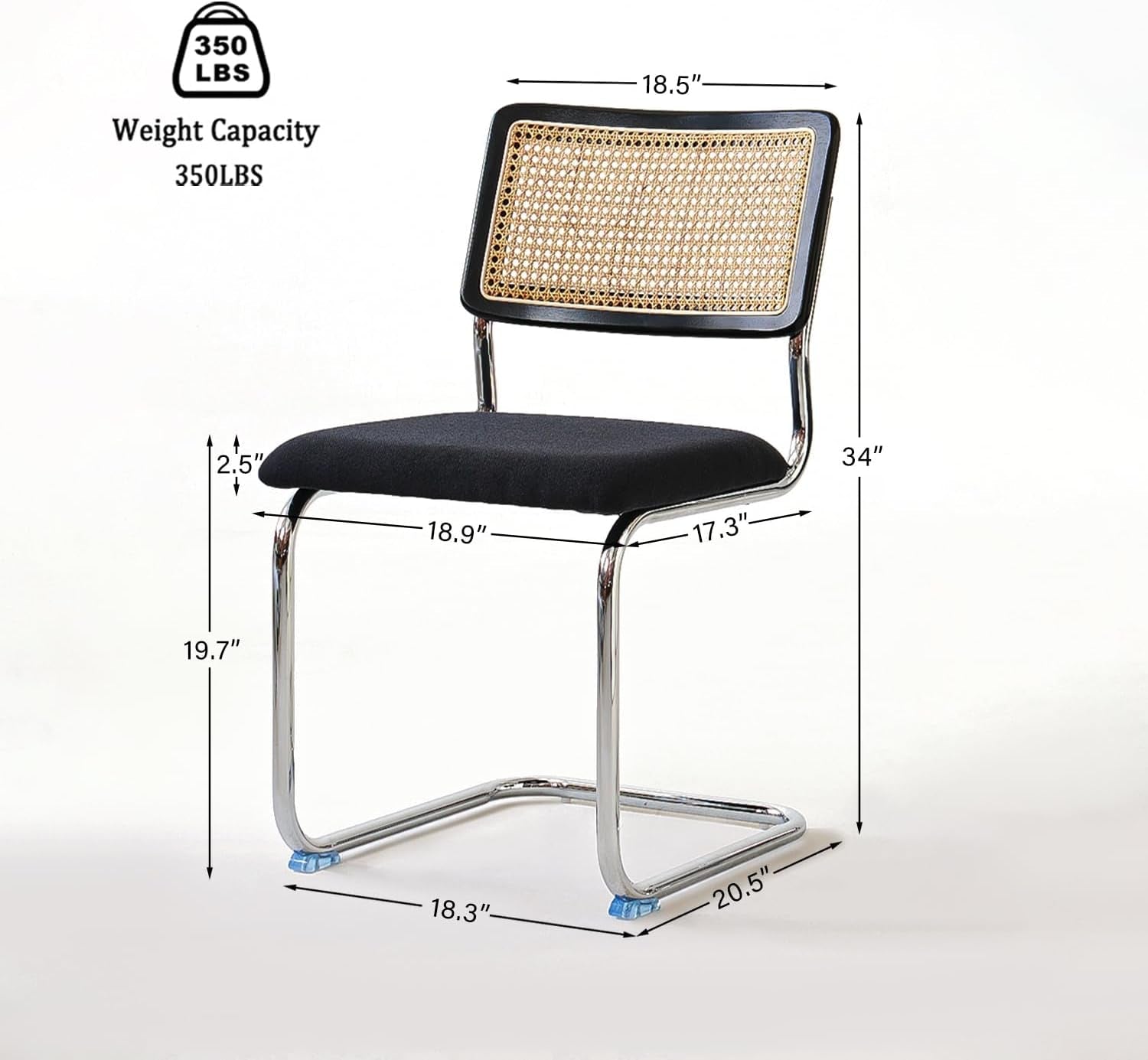 Black Chrome Rattan Midcentury Cesca Dining Chairs-1