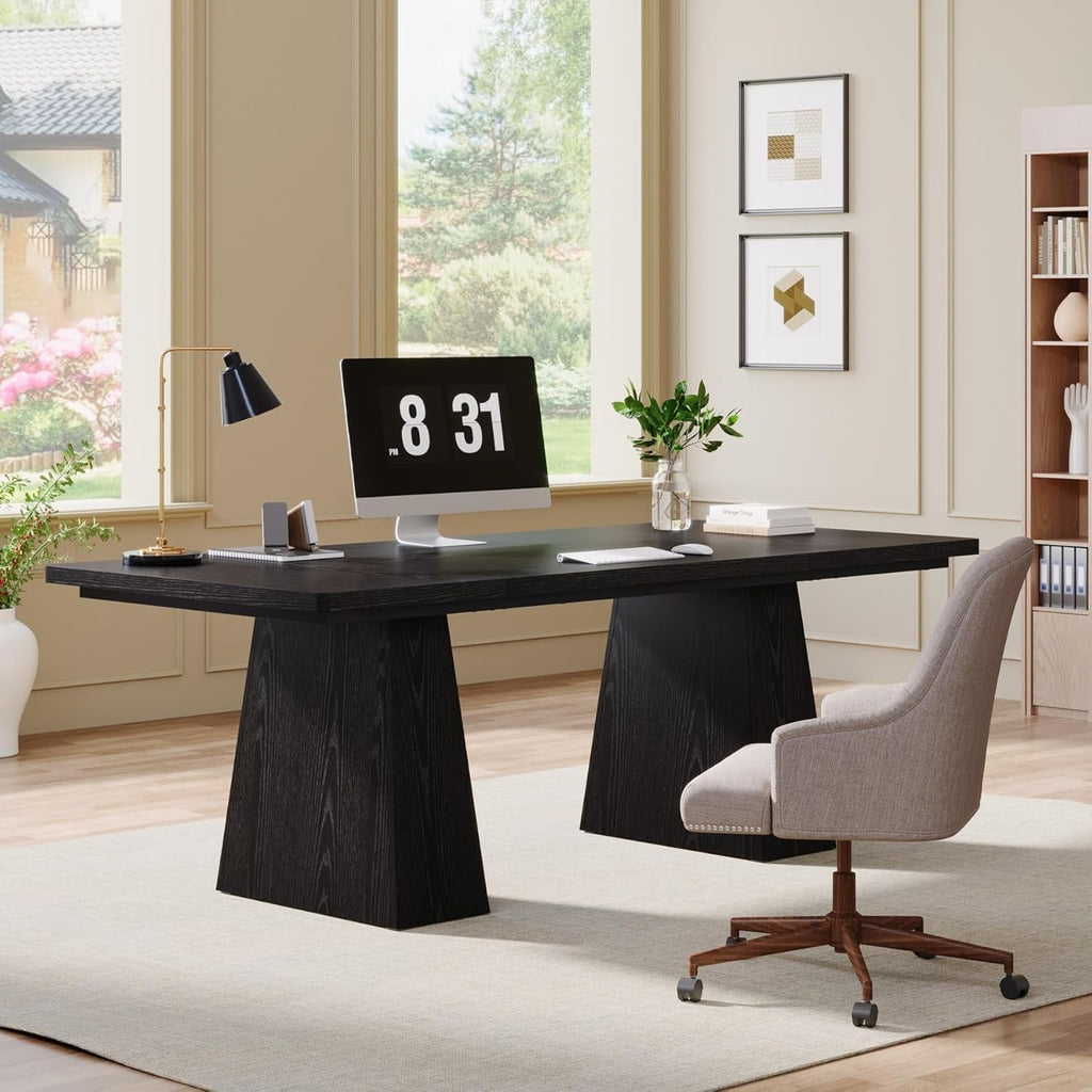 63-Inch Modern Executive Desk Featuring Dual Pedestal-2