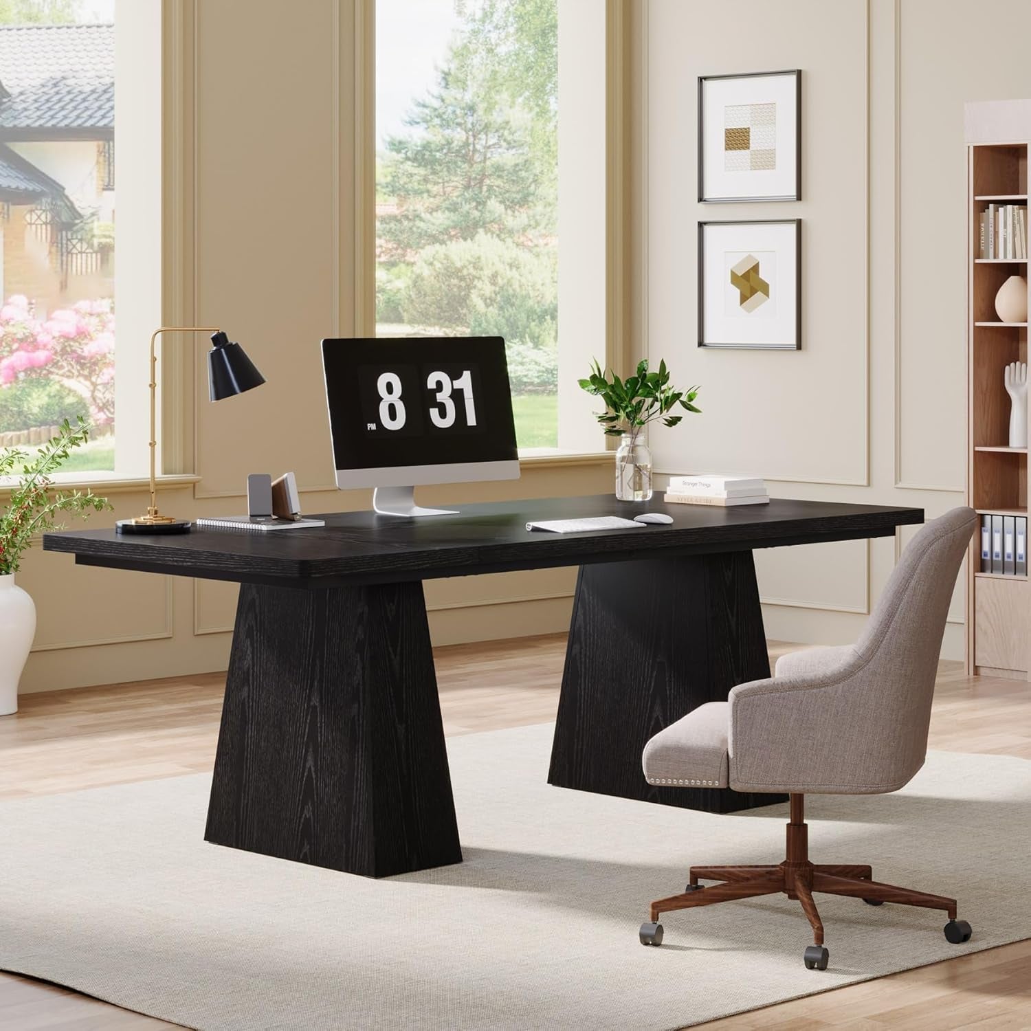 63-Inch Modern Executive Desk Featuring Dual Pedestal-2