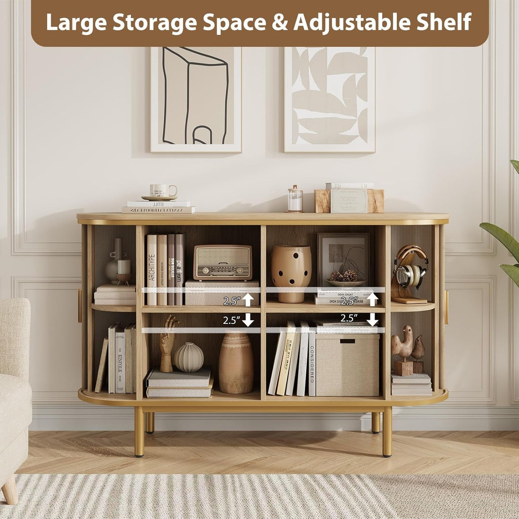 Natural Oak Console Table With Architectural Doors-4