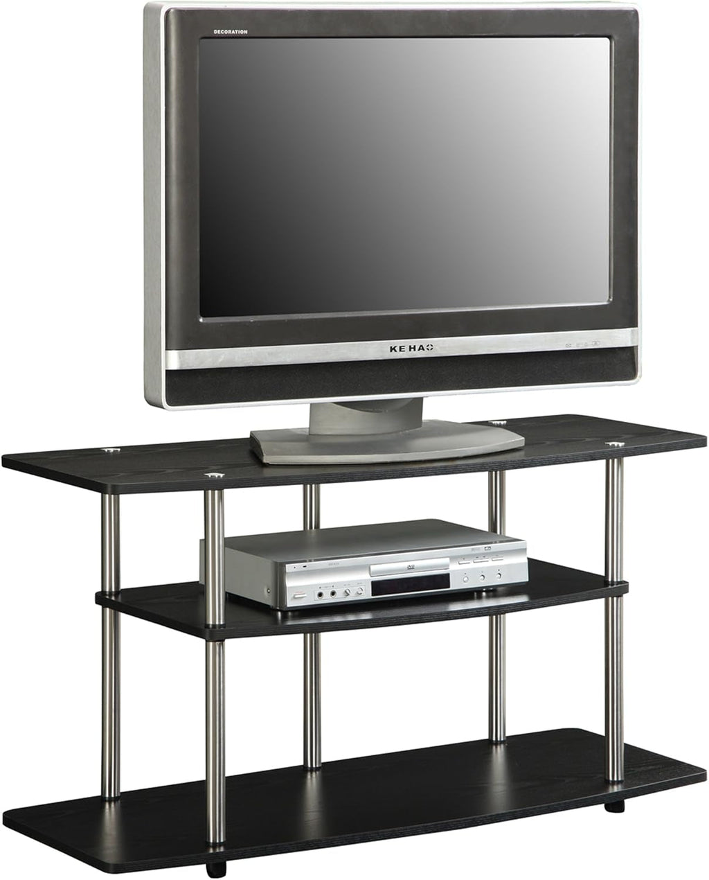 FortySixInch TV Stand NoTools Stainless Steel Frame Black Finish-3