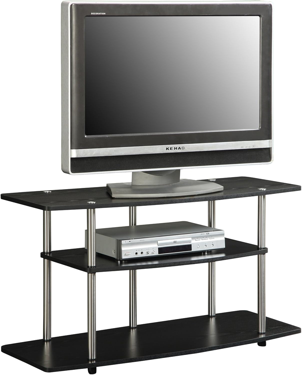 FortySixInch TV Stand NoTools Stainless Steel Frame Black Finish-3