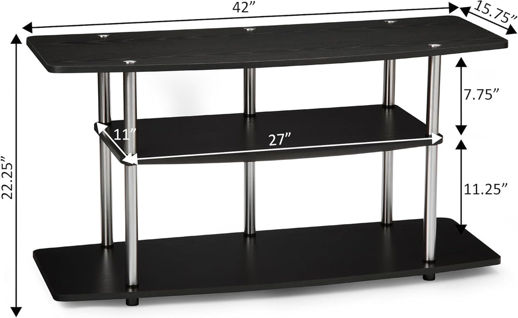FortySixInch TV Stand NoTools Stainless Steel Frame Black Finish-2