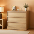 Natural Oak 3-Drawer Dresser With Generous Storage-0