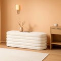 43 Inch SherpaWhite Upholstered Storage Ottoman Bench-0