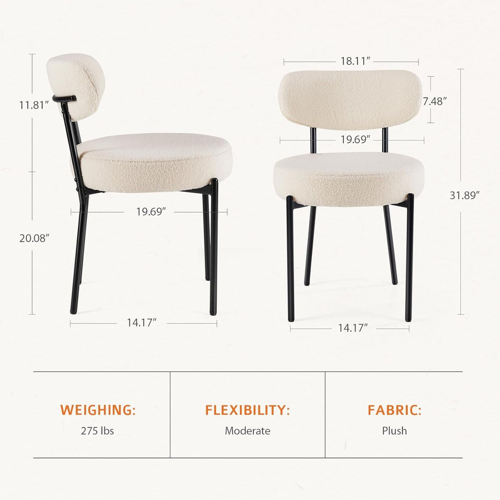 Beige Dining Chairs Set Of 4 With Curved Backrest Design-2