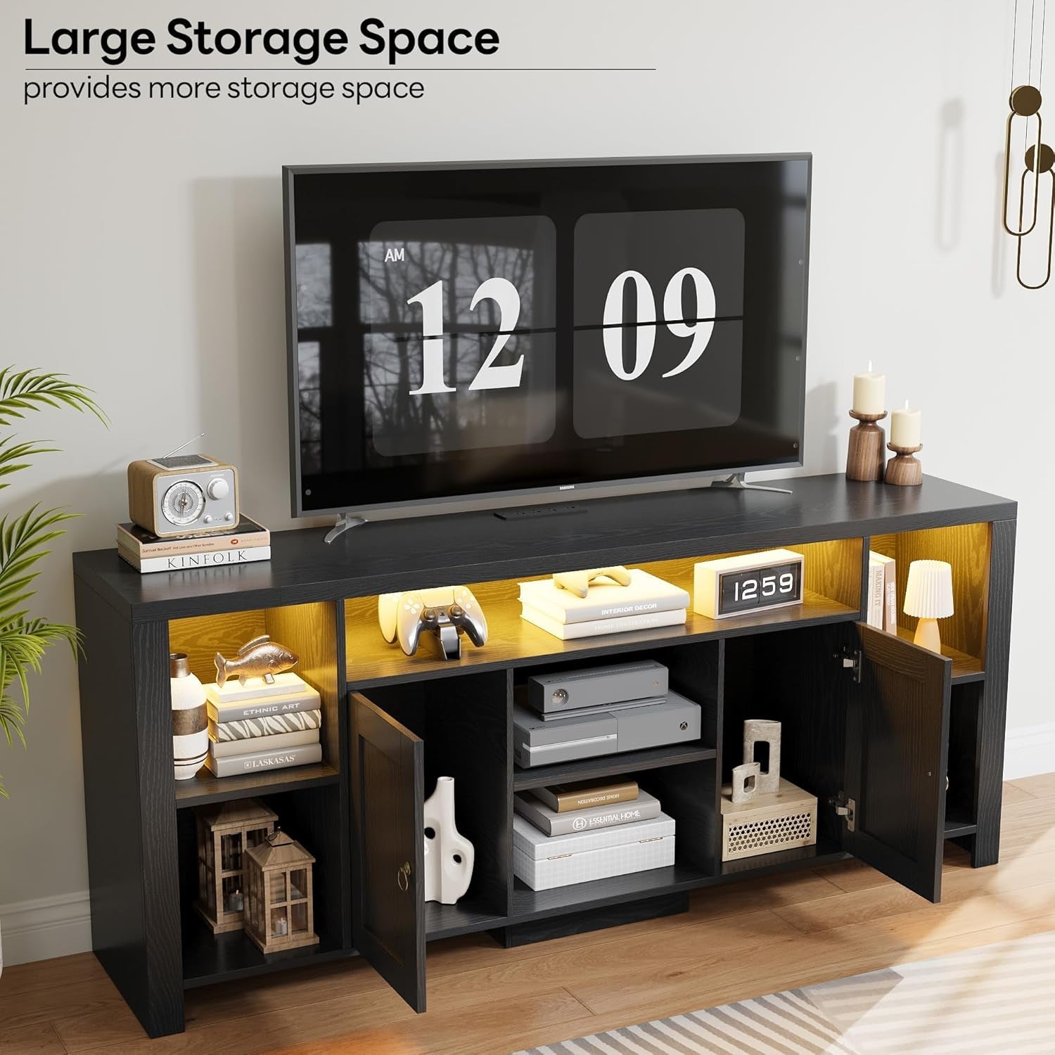 Eighty Inch TV Stand With Integrated LED Entertainment-3