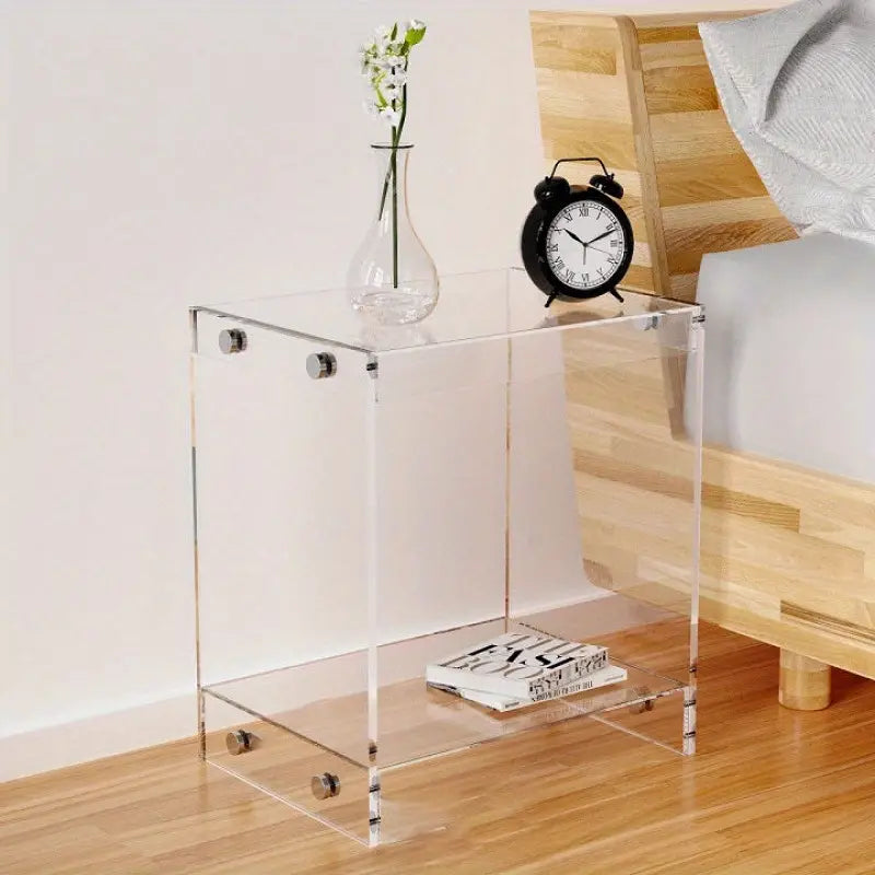 NNETM Transparent Acrylic Side Table - Storage Shelf-3