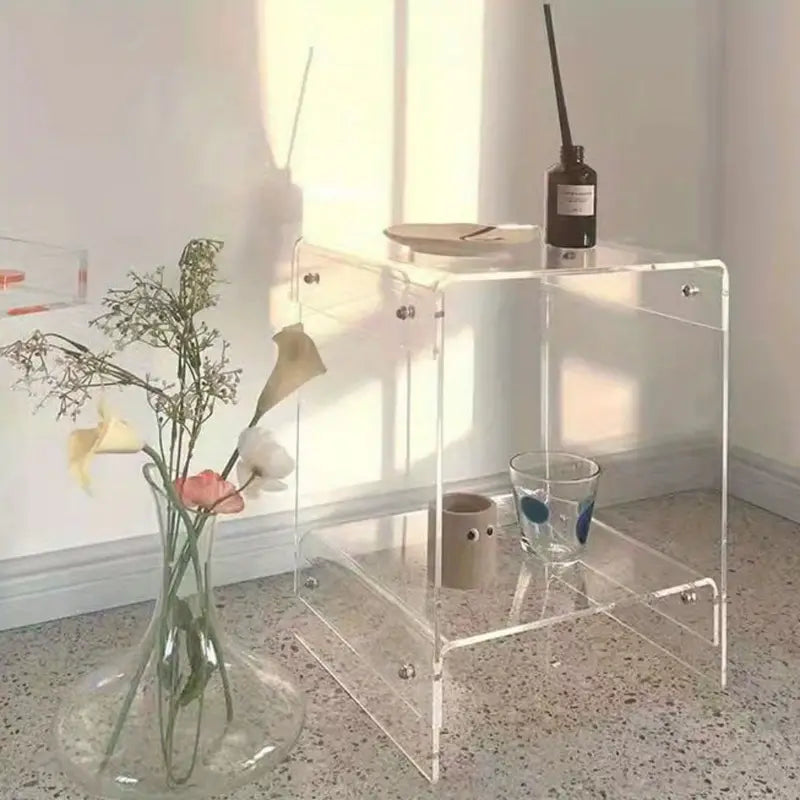 Transparent Acrylic Side Table - Storage Shelf-1