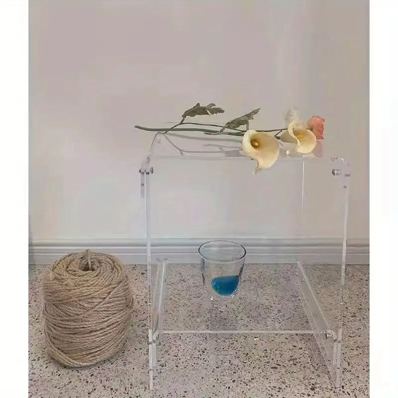 NNETM Transparent Acrylic Side Table - Storage Shelf-4