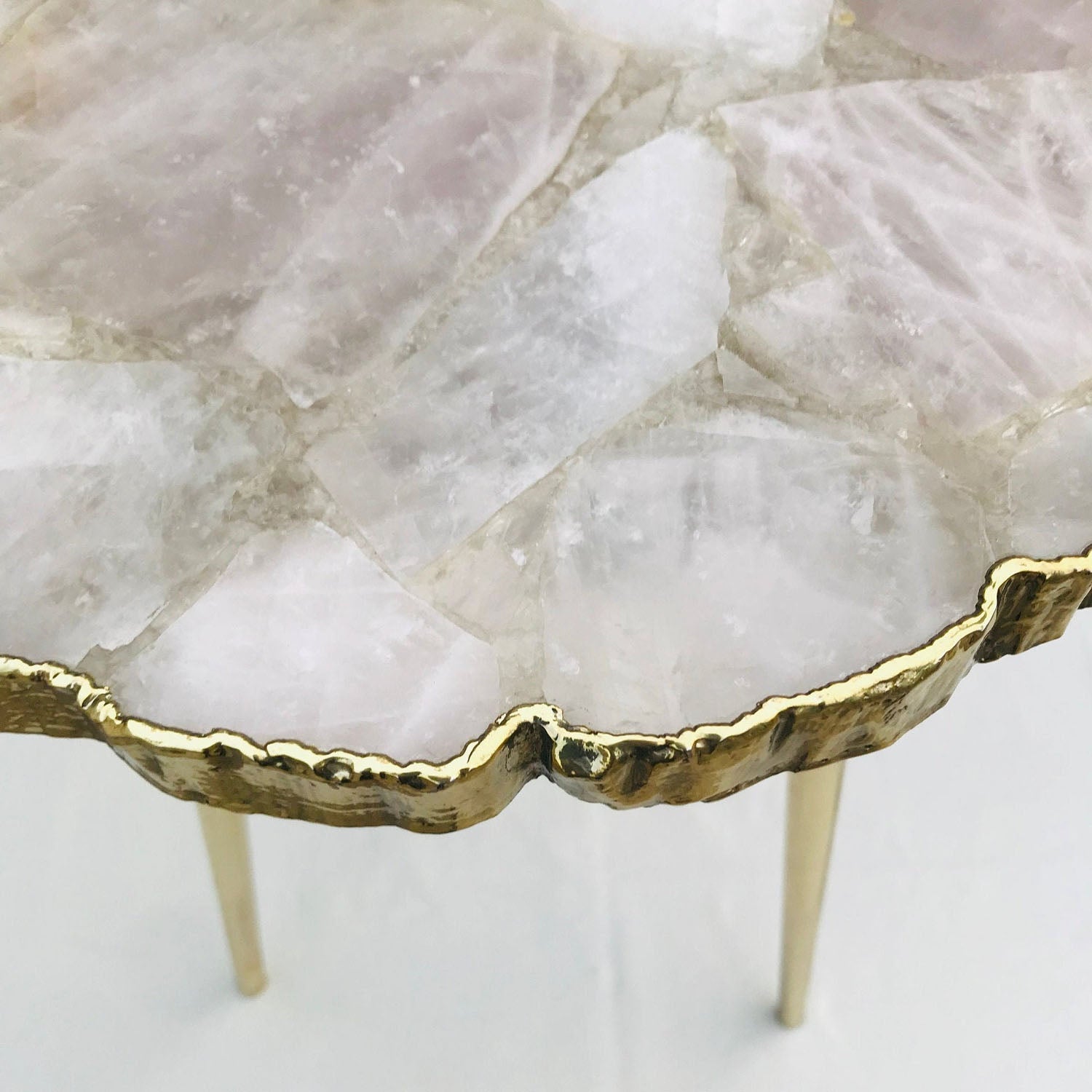 Rose Quartz Agate Organic Edge Side/Coffee Table-0