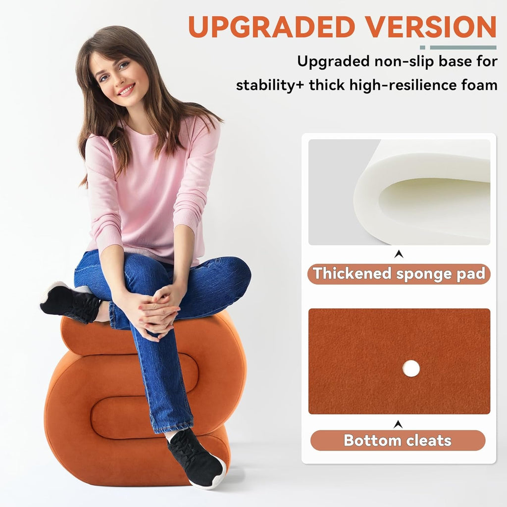 Orange Contemporary Premium S Shape Ottoman Footstool-2