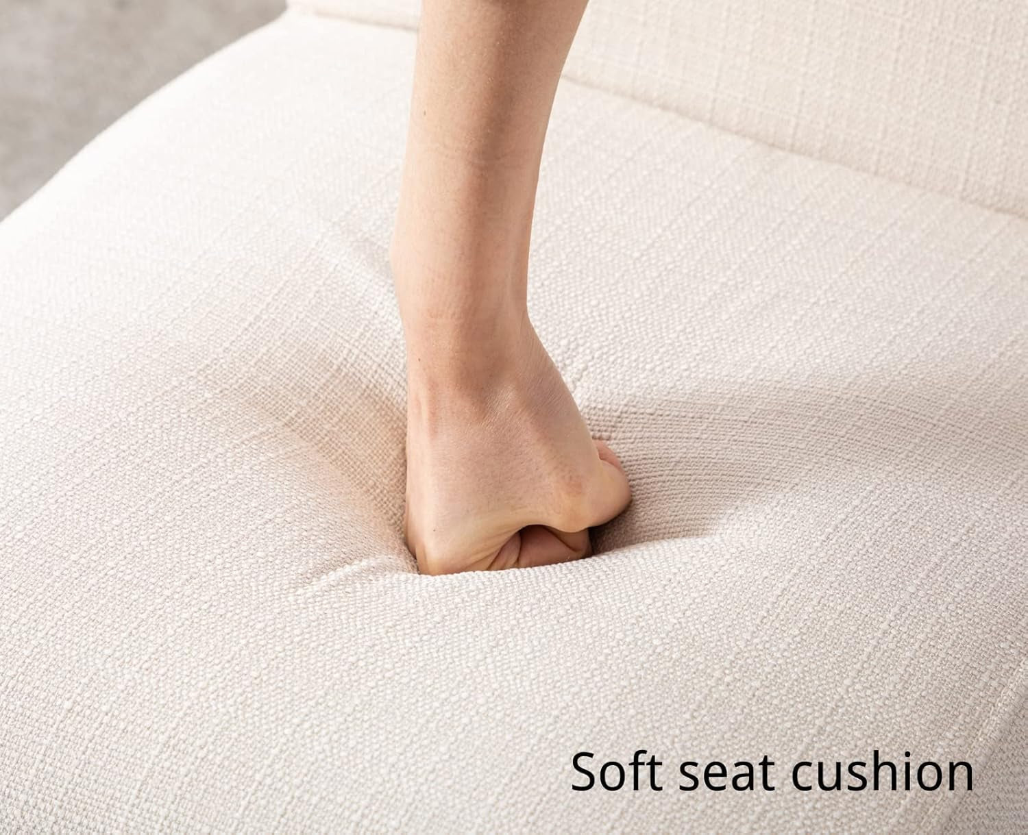 Cream Upholstered Modern Dining Chairs Mid Century SetOf2-4