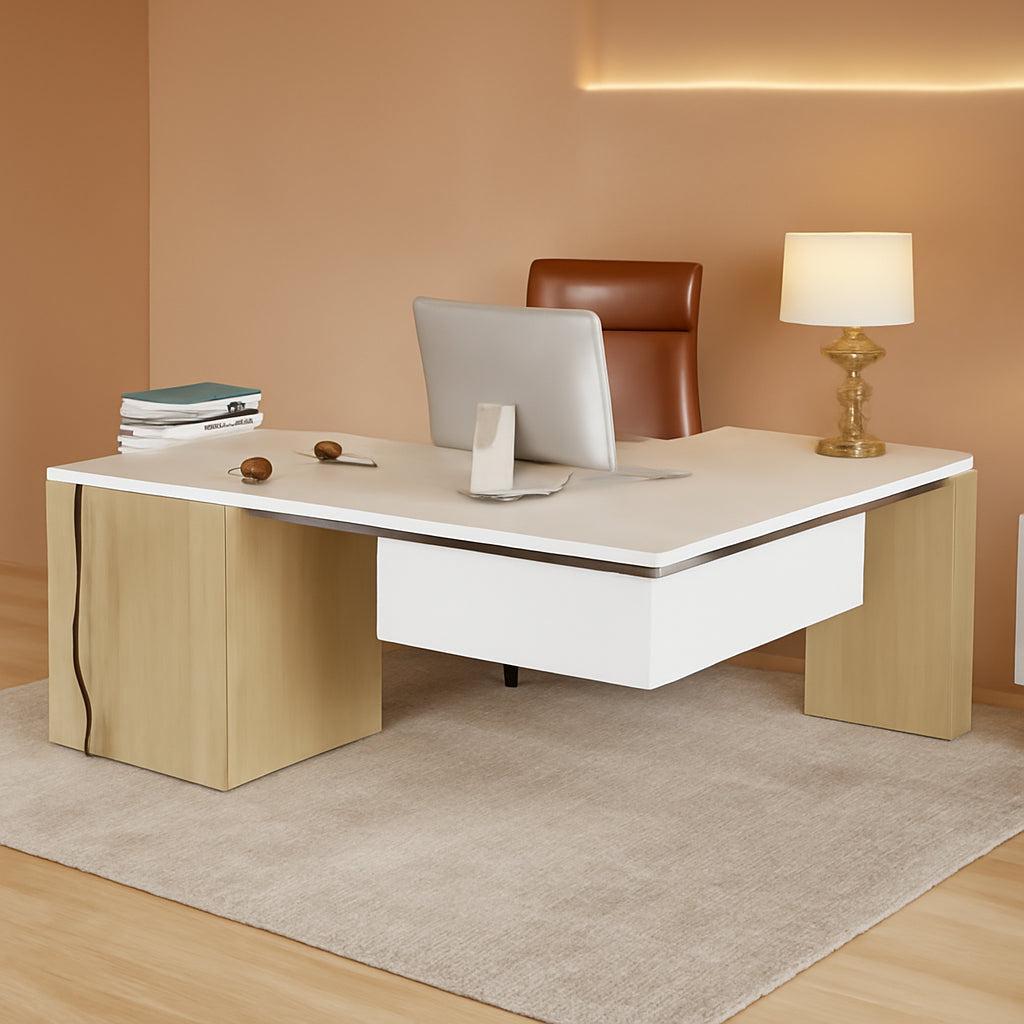 Premium White Engineered Wood Corner Desk 74.8 Inches-0
