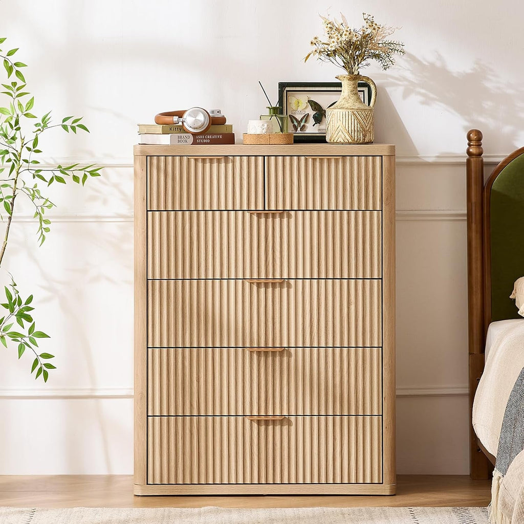 Distressed Fluted Dresser Featuring Six Drawers 42Inch-3