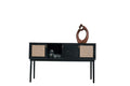 Black Oak & Rattan Console Table