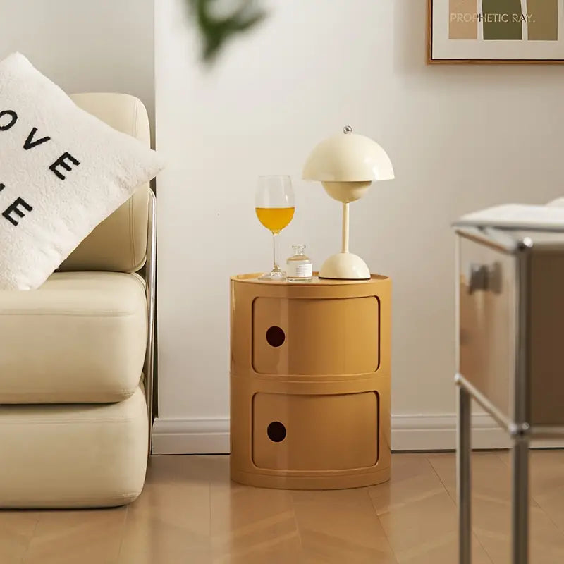 Ginger-Colored Round Bedside Table-2