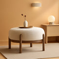 Beige Sherpa Ottoman Footstool With Premium Lumber-0
