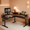 60 Inch Elevated Electric Standing Desk Dark Walnut-0