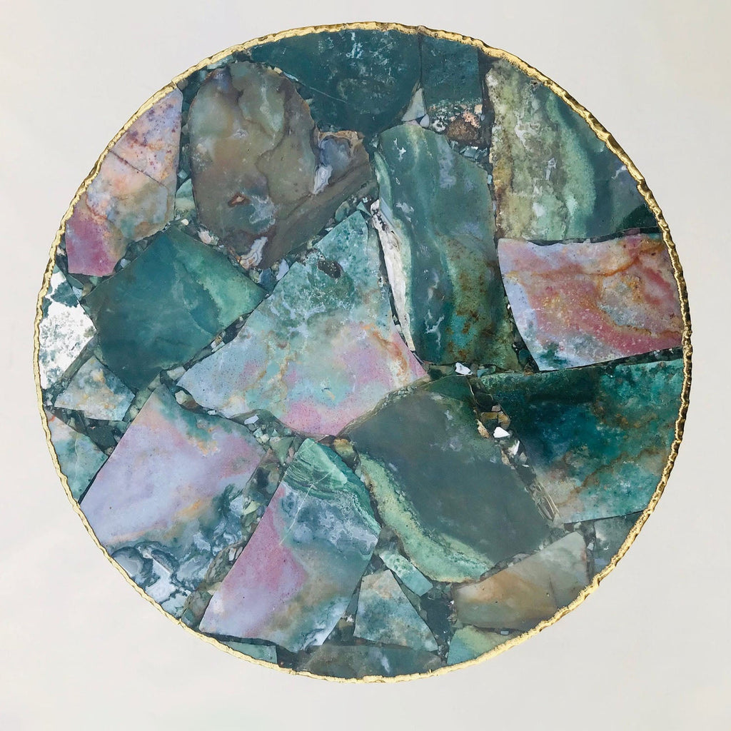 Green Agate Round Edge Side/Coffee Table-1