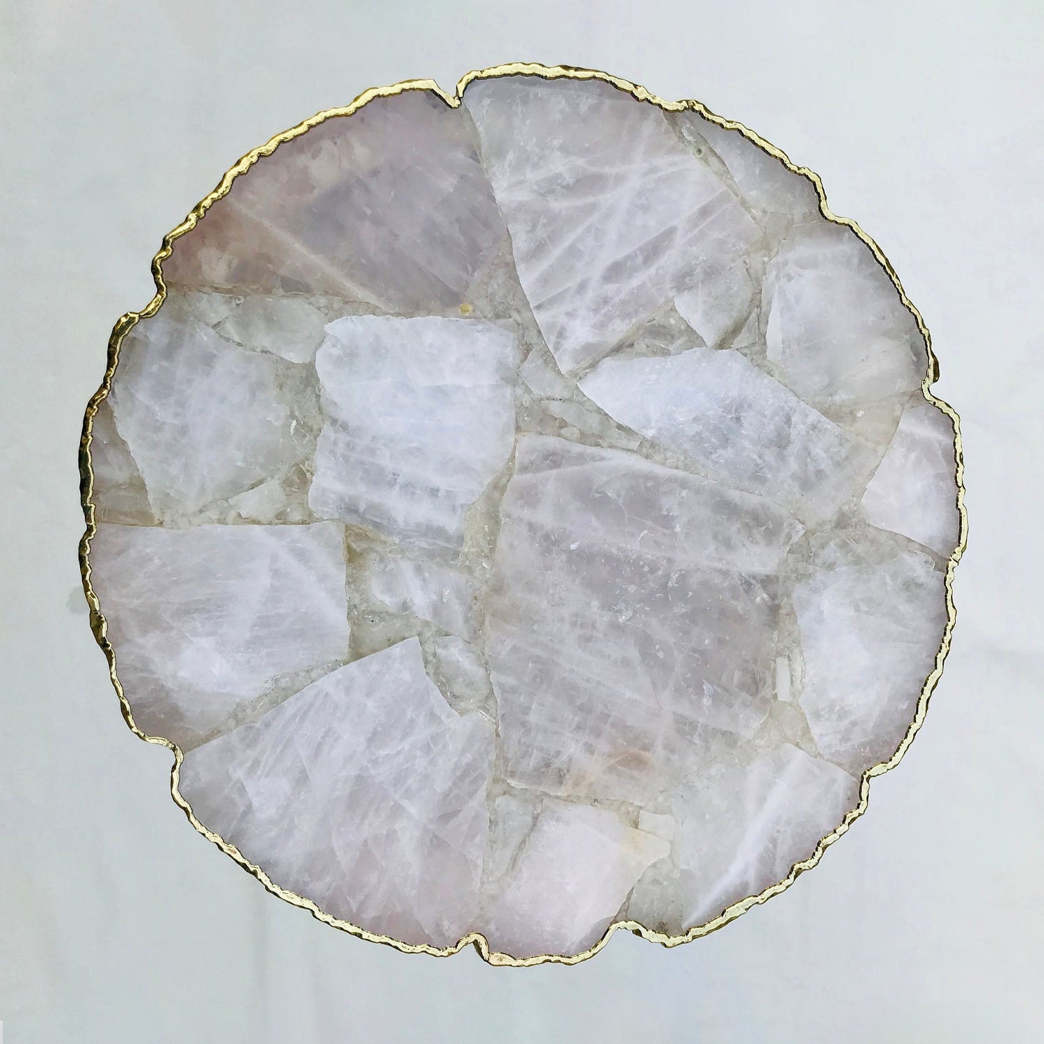 Rose Quartz Agate Organic Edge Side/Coffee Table-1