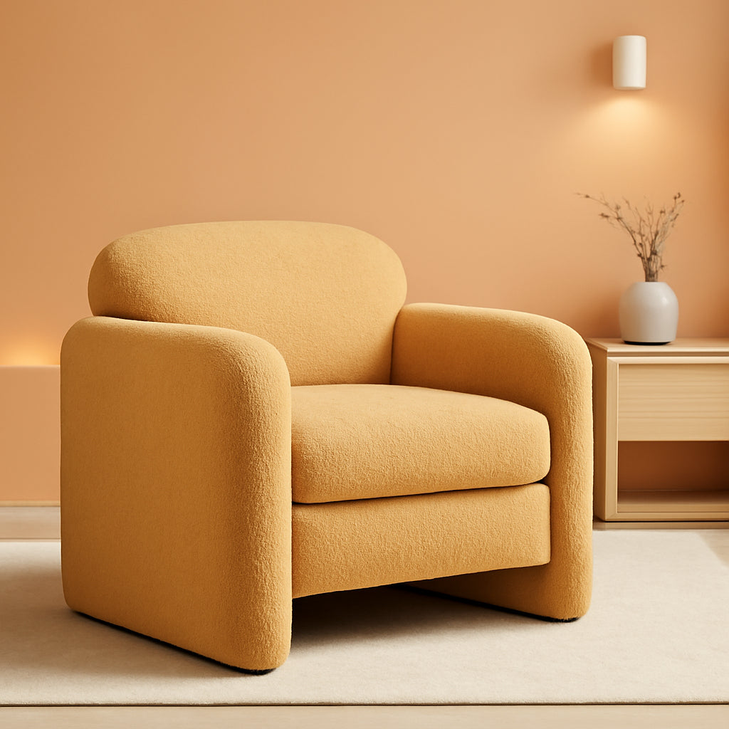Oversized Accent Chair Yellow Chenille Armchair Living-0