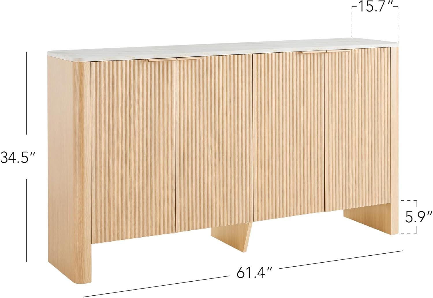 61 Inch Oak Sideboard Cabinet With Adjustable Shelves-1