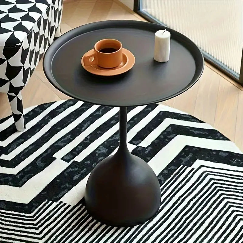 Casual Small Coffee Table for Living Room - Metal Pedestal Base-3