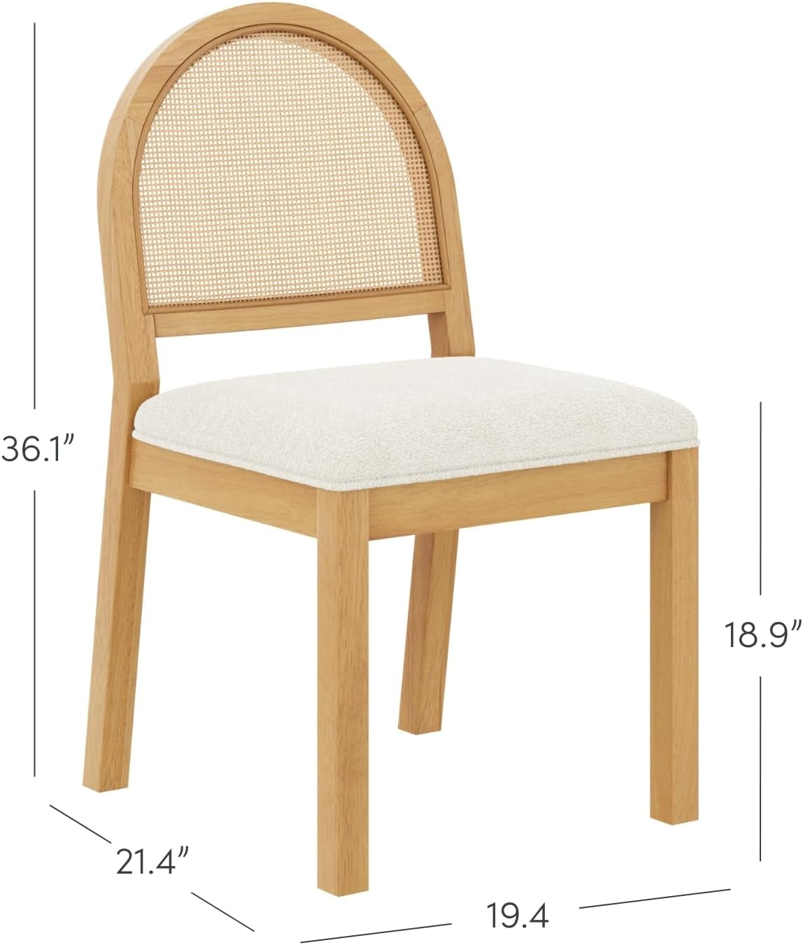 Bailey 19 Inch Boucle Dining Chair With Rattan Back And Wood Legs-1