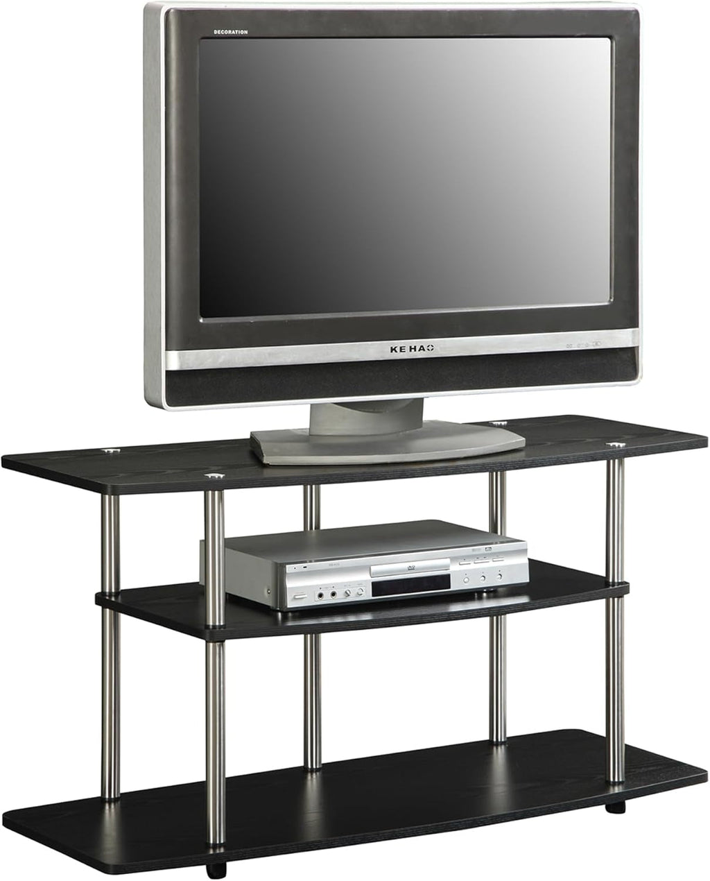 FortySixInch TV Stand NoTools Stainless Steel Frame Black Finish-4
