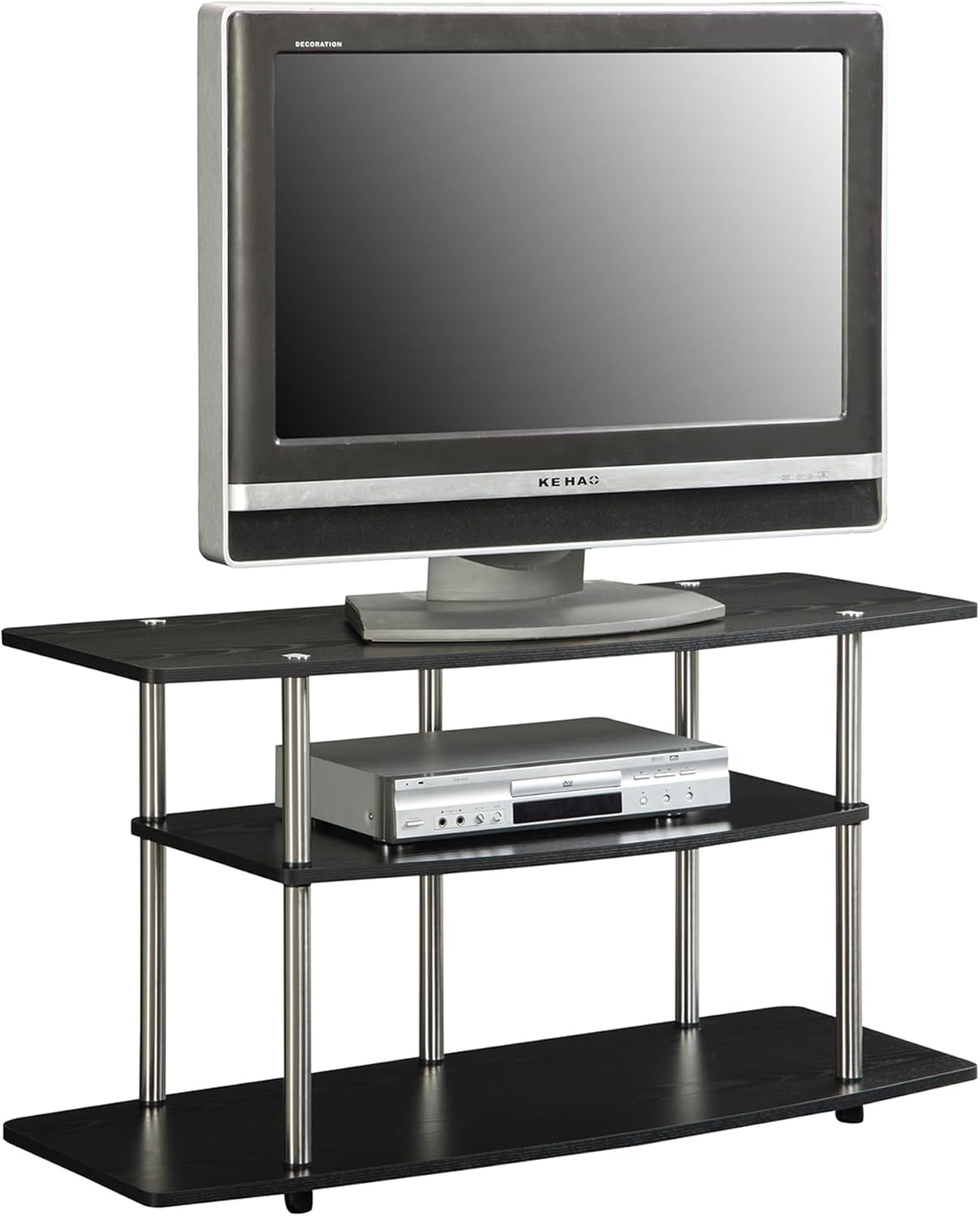 FortySixInch TV Stand NoTools Stainless Steel Frame Black Finish-4