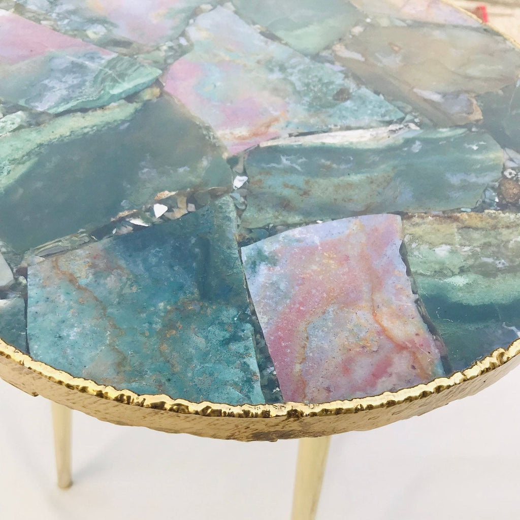 Green Agate Round Edge Side/Coffee Table-2