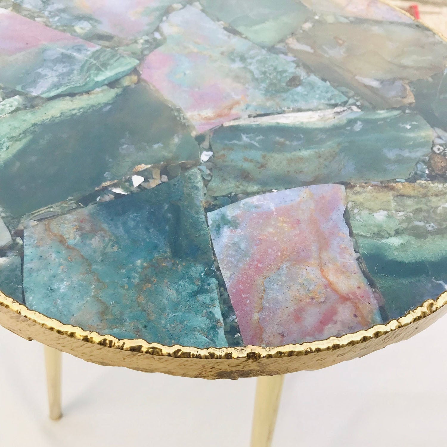 Green Agate Round Edge Side/Coffee Table-2