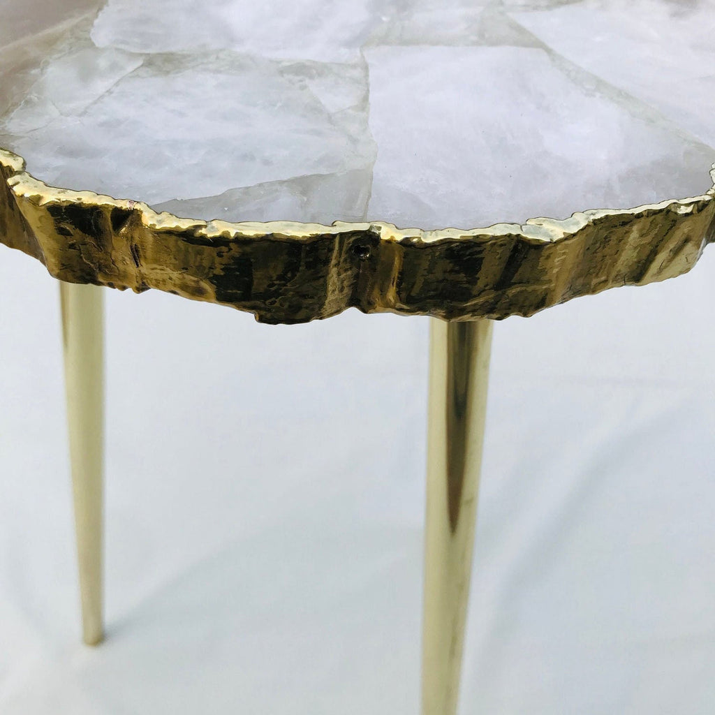 Rose Quartz Agate Organic Edge Side/Coffee Table-2