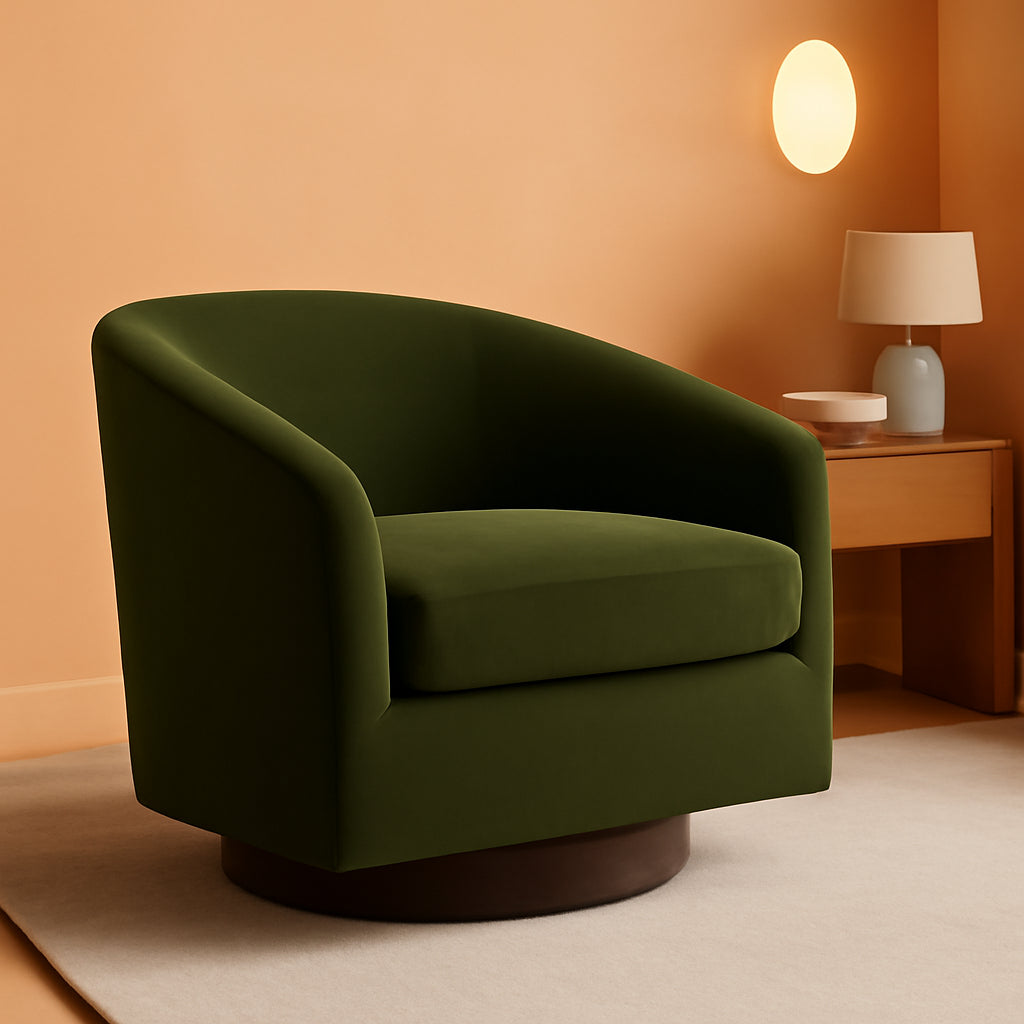 Forest Green Velvet Swivel Upholstered Armchair FSC-0