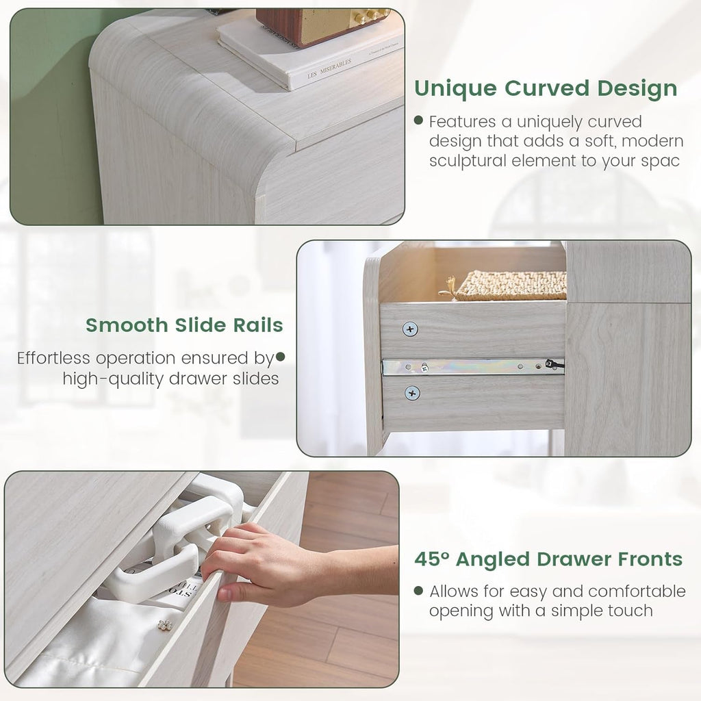 47 Inch White Dresser With Six Drawers Anti Tip Design-4