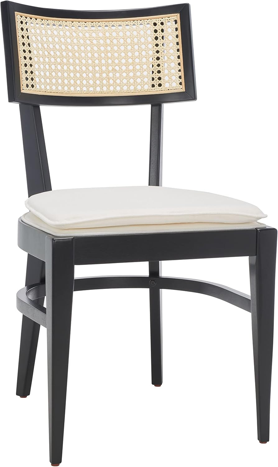 Galway Coastal Dining Chair Black Frame Cane Seat Cushion-2