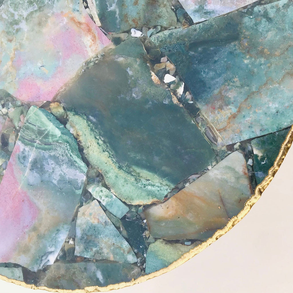 Green Agate Round Edge Side/Coffee Table-3