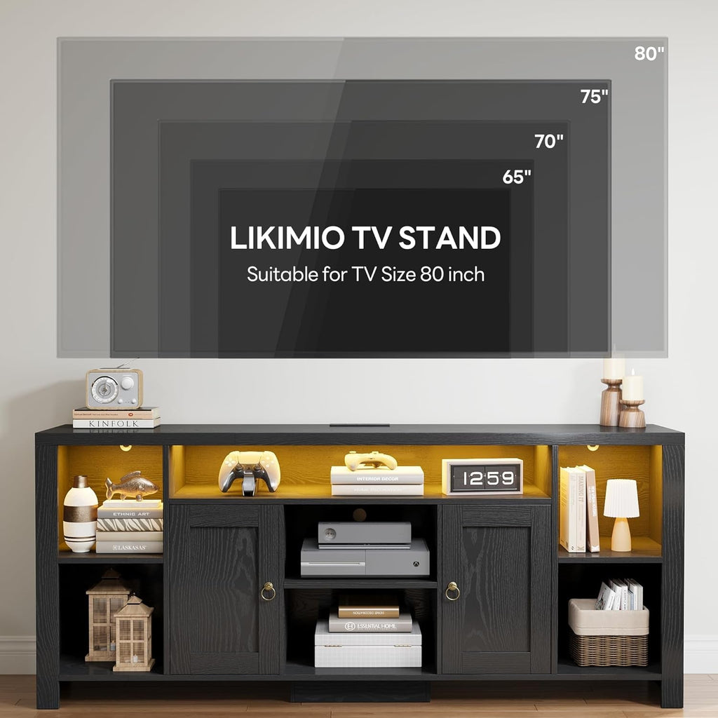 Eighty Inch TV Stand With Integrated LED Entertainment-2