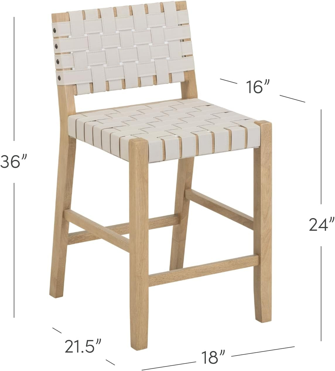 Mid Century Modern Bar Stool With Back In Off White Faux Leather-1