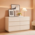 47 Inch White Dresser With Six Drawers Anti Tip Design-0