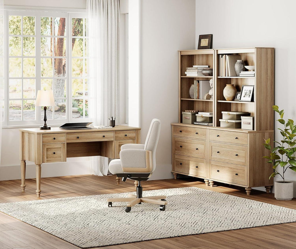 Oak Executive Workstation Set With Wireless Charging-1
