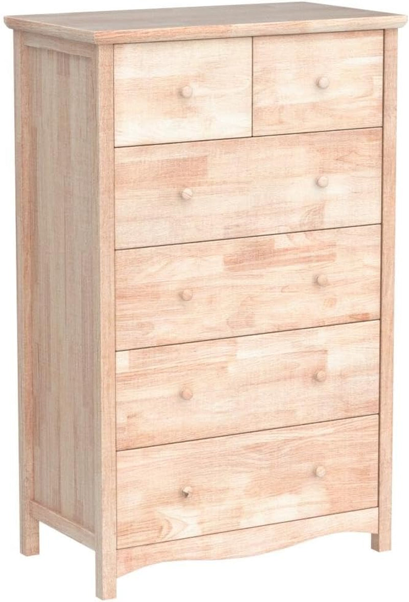 Unfinished Rubber Wood Six Drawer Dresser For DIY Finish-4