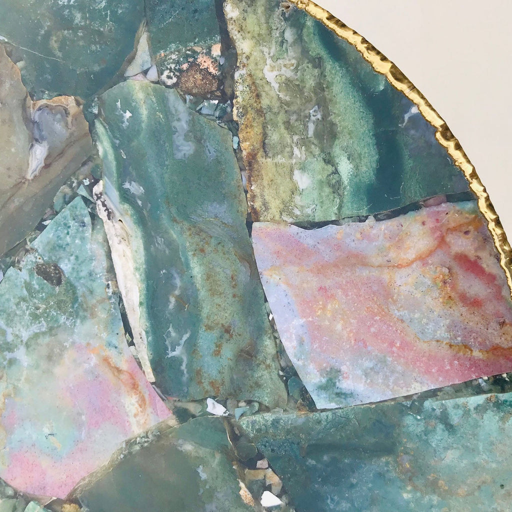 Green Agate Round Edge Side/Coffee Table-4