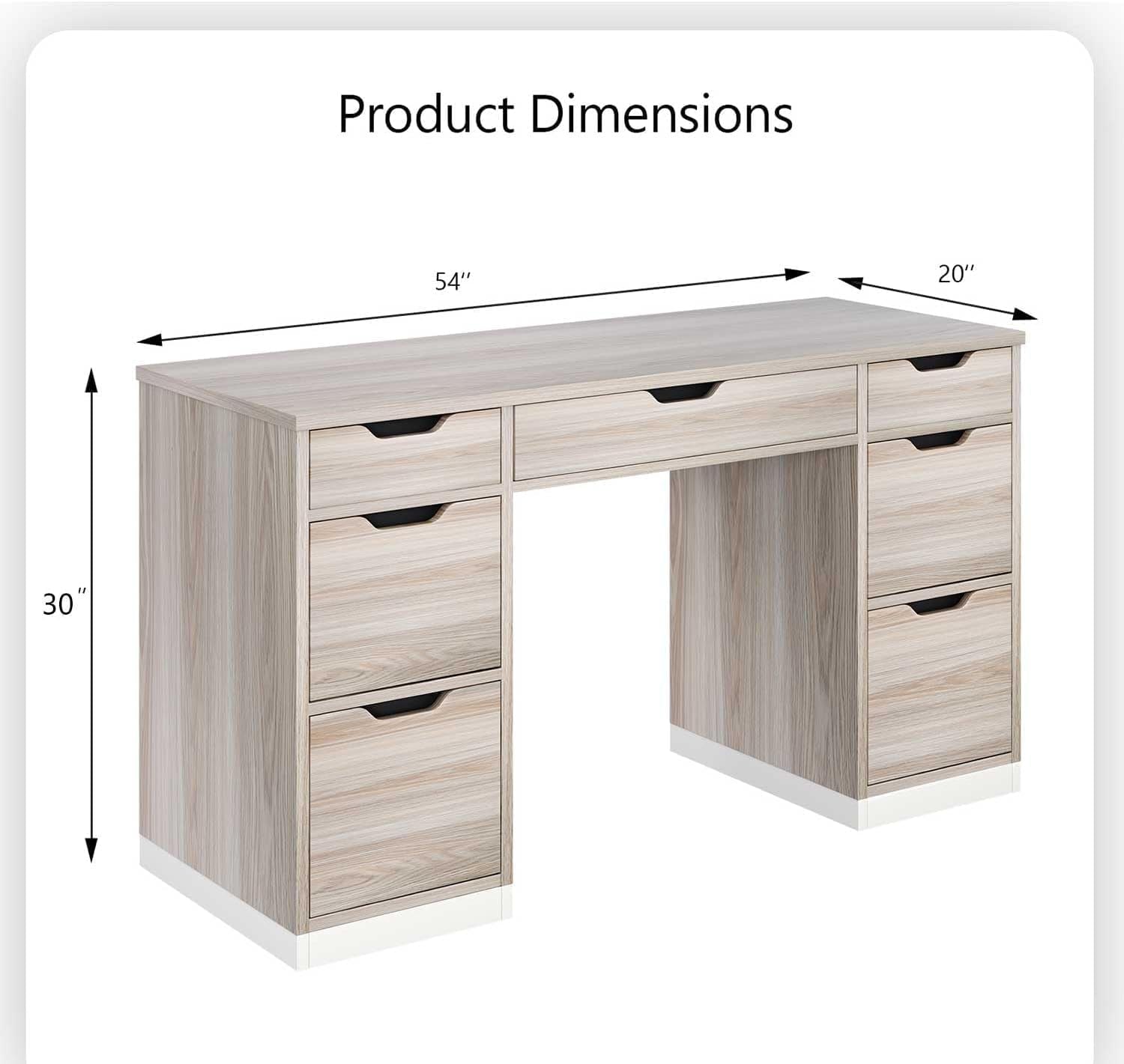54 Inch Computer Desk With Storage Drawers White Walnut-1