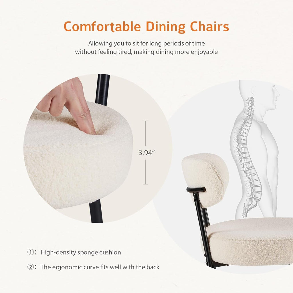 Beige Dining Chairs Set Of 4 With Curved Backrest Design-3
