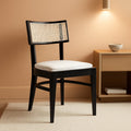 Galway Coastal Dining Chair Black Frame Cane Seat Cushion-0