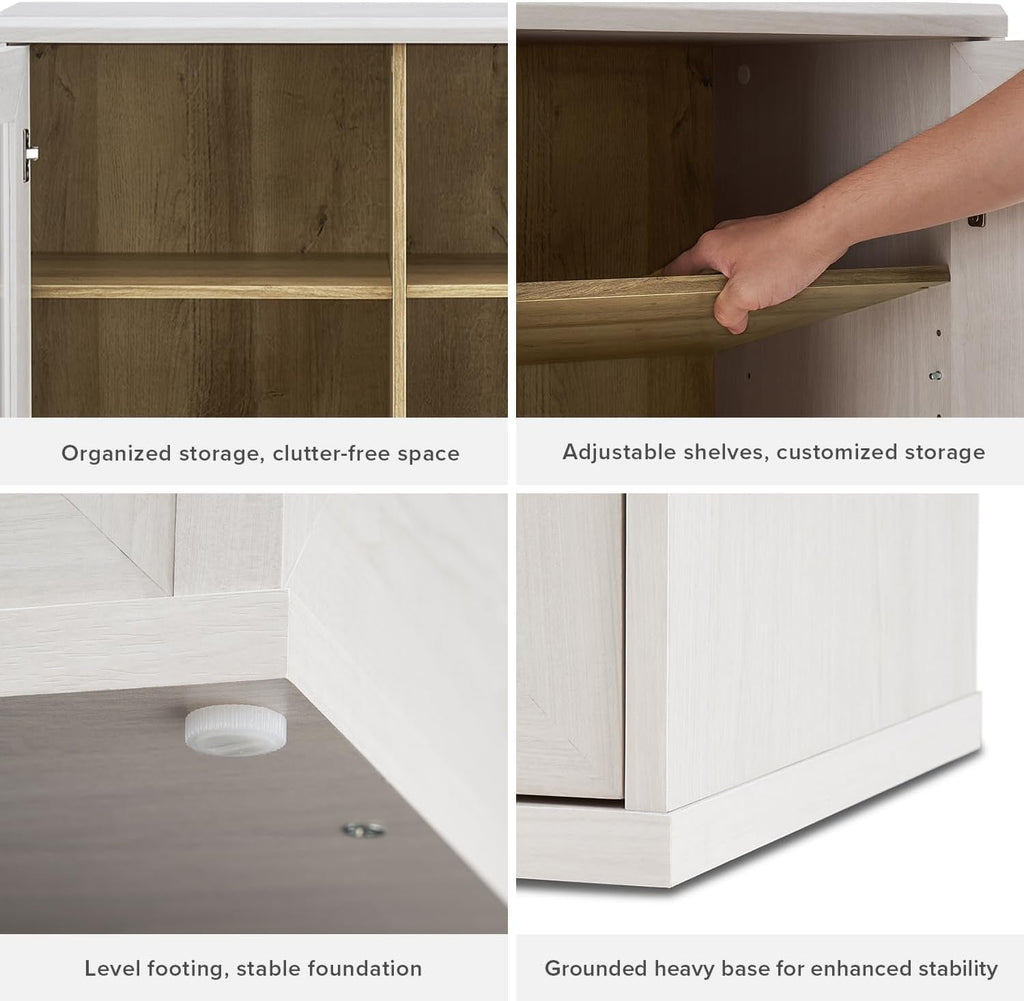 Two Tone Oakwood Acrylic Modular Buffet Cabinet Unit-3